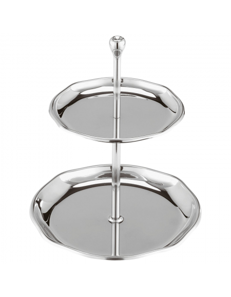 Alzata per dolci 2 piani in acciaio inox - diametro ripiani cm 12 e cm 16 - altezza cm 20