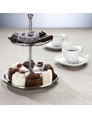 Alzata per dolci 2 piani in acciaio inox - diametro ripiani cm 12 e cm 16 - altezza cm 20