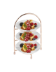 Alzata porta piatti in acciaio cromato color rame - capacità 3 piatti diametro max cm 17 - dim. tot. cm 18,5×16×26h