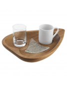 Set tazzina caffè con vassoio in legno di acacia - dim. tot. cm 25x18,7x2,5
