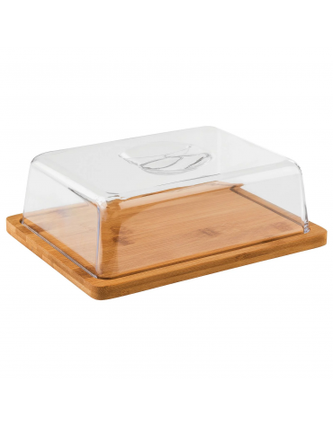 Tagliere in bambù con cloche in polistirene - cm 24x18,5x8h