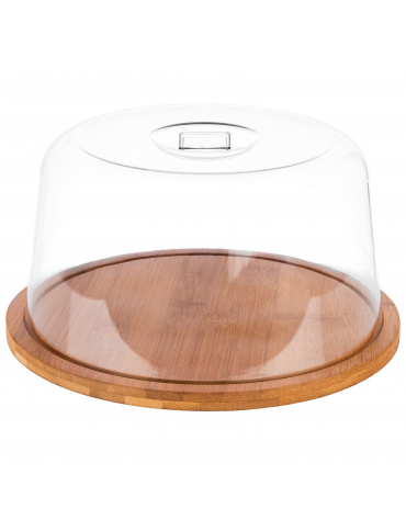 Tagliere rotondo in legno con cloche in SAN - diametro cm 25 - altezza cm 13,5