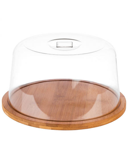 Tagliere rotondo in legno con cloche in SAN - diametro cm 25 - altezza cm 13,5