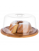 Tagliere rotondo in legno con cloche in SAN - diametro cm 25 - altezza cm 13,5