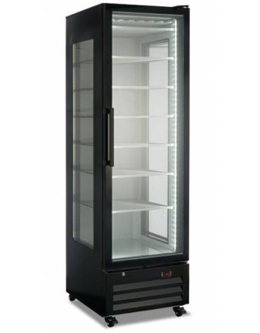 Vetrina congelatore statica negativa  -18° -23°C con 3 lati in vetro colore nero  - N° 6 Ripiani refrigeranti - cm 60x70x202h