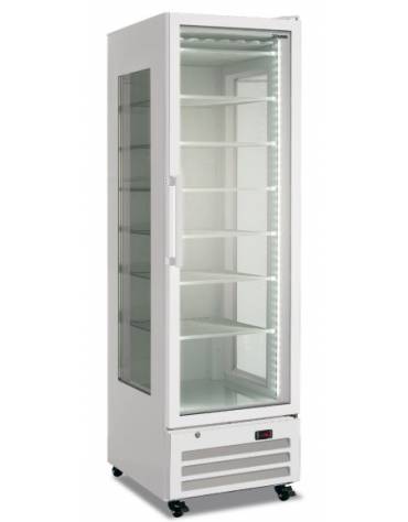 Vetrina congelatore statica negativa -18° -23°C con 3 lati in vetro colore bianco - N° 6 Ripiani refrigeranti - cm 60x70x202h