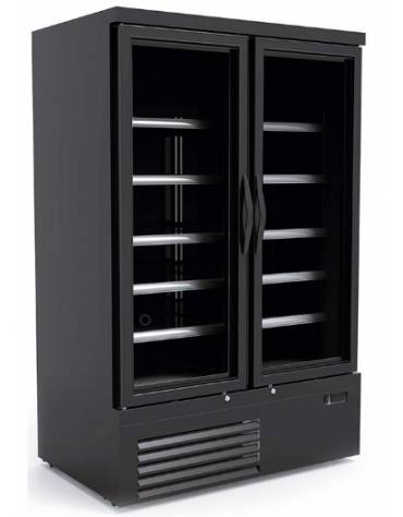 Vetrina verticale 2 porte ventilata no frost -18° /-22°C - Colore nero - cm 122x76,5x189,3h