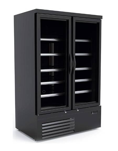 Vetrina verticale 2 porte ventilata no frost -18° /-22°C - Colore nero - cm 122x76,5x189,3h
