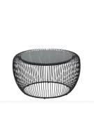 Tavolino in metallo verniciato, piano in gress - cm Ø70x39h