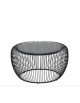 Tavolino in metallo verniciato, piano in gress - cm Ø70x39h