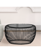 Tavolino in metallo verniciato, piano in gress - cm Ø70x39h