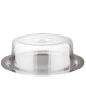 Vassoio rotondo in acciaio inox con coperchio trasparente in polistirene - diametro cm 38 - altezza cm 12