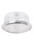 Vassoio rotondo in acciaio inox con coperchio trasparente in SAN - diametro cm 27 - altezza cm 12,5