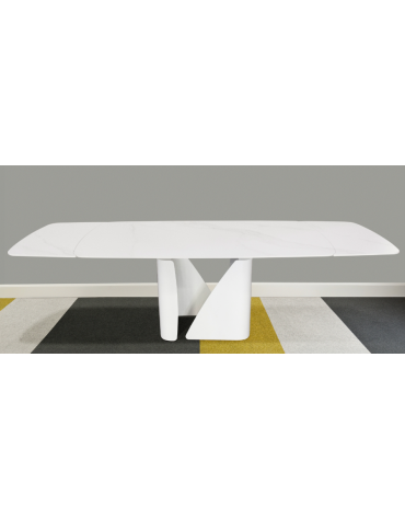 Tavolo in metallo verniciato, piano allungabile in gres porcellanato smaltato- cm 180/270x95x75h