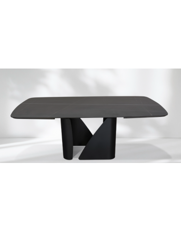 Tavolo in metallo verniciato, piano allungabile in gres porcellanato smaltato- cm 180/270x95x75h