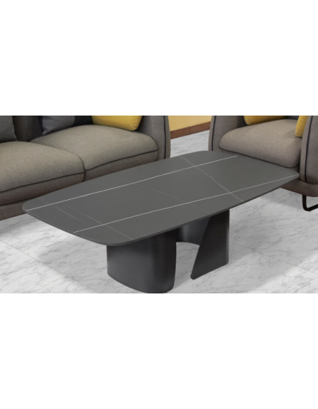 Tavolino in metallo verniciato, piano in gres porcellanato smaltato - cm 35x75x40h