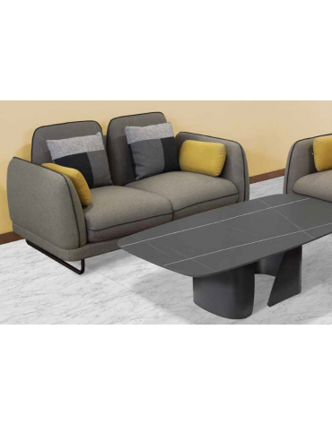 Divano in metallo verniciato, scocca imbottita, rivestita in tessuto - cm 147x84x79h