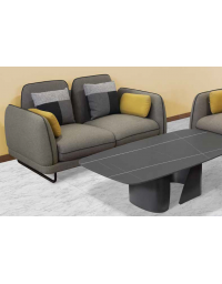 Divano in metallo verniciato, scocca imbottita, rivestita in tessuto - cm 147x84x79h