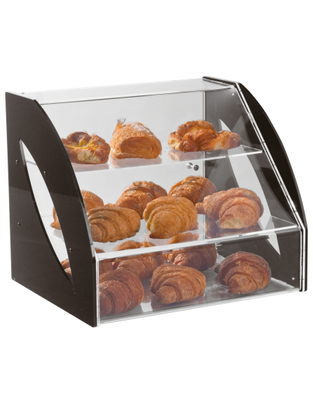 Vetrinetta da banco per brioches in PMMA a 3 piani con 1 porta - altezza piani cm 10 - dimensioni totali cm 37x31x31h