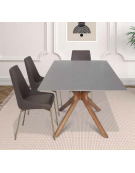 Tavolo in metallo verniciato e legno, piano in gres porcellanato smaltato - cm 200x100x74h