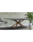 Tavolo in metallo verniciato e legno, piano in gres porcellanato smaltato - cm 200x100x74h