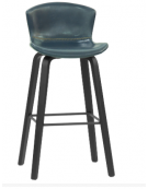 Sgabello in legno multistrato e metallo, seduta imbottita rivestita in ecopelle cm 43x40x94h