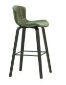 Sgabello in legno multistrato e metallo, seduta imbottita rivestita in ecopelle cm 43x40x94h