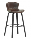 Sgabello in legno multistrato e metallo, seduta imbottita rivestita in ecopelle cm 43x40x94h