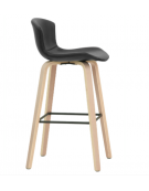 Sgabello in legno multistrato e metallo, seduta imbottita rivestita in ecopelle cm 43x40x94h