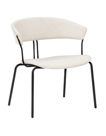 Poltroncina in metallo verniciato, scocca imbottita, rivestimento in tessuto - cm 44x46x78h