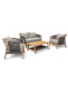 Set per esterno, struttura in teak, cuscini e cordatura idrorepellenti