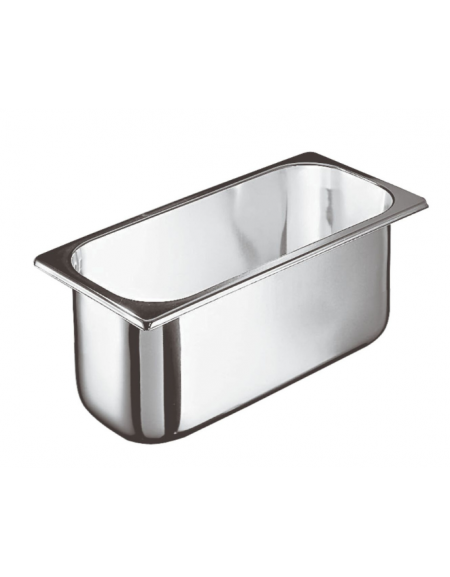 Bacinella gelato rettangolare in acciaio inox - capacità Lt. 3,5 - cm 26x16x12h