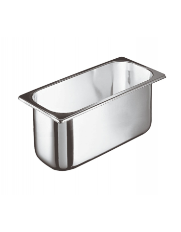 Bacinella gelato rettangolare in acciaio inox - capacità Lt. 4,1 - cm 26x16x15h