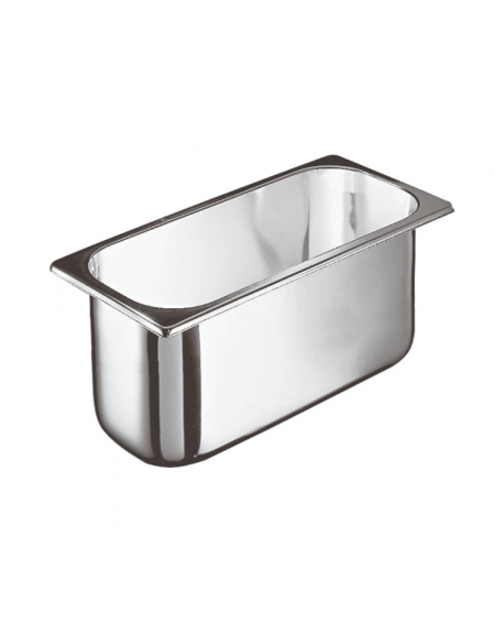 Bacinella gelato rettangolare in acciaio inox - capacità Lt. 4,1 - cm 26x16x15h