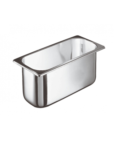 Bacinella gelato rettangolare in acciaio inox - capacità Lt. 4,5 - cm 26x16x17h