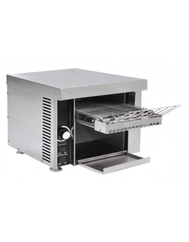 Tostapane professionale a nastro in acciaio inox con carica anteriore - Produzione oraria 225 fette - cm 32x54x40h