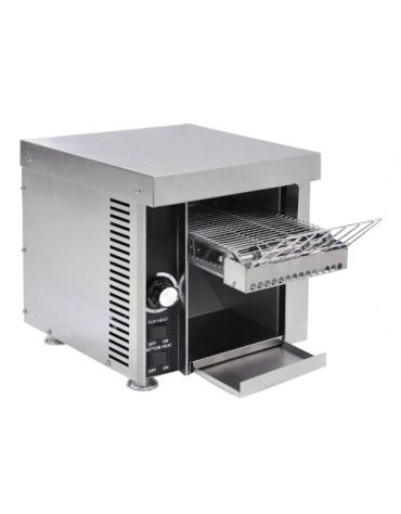 Tostapane professionale a nastro in acciaio inox con carica anteriore - Produzione oraria 675 fette - cm 50x50x40h