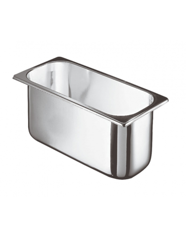 Bacinella gelato rettangolare in acciaio inox - capacità Lt. 7,5 - cm 36x16,5x17h