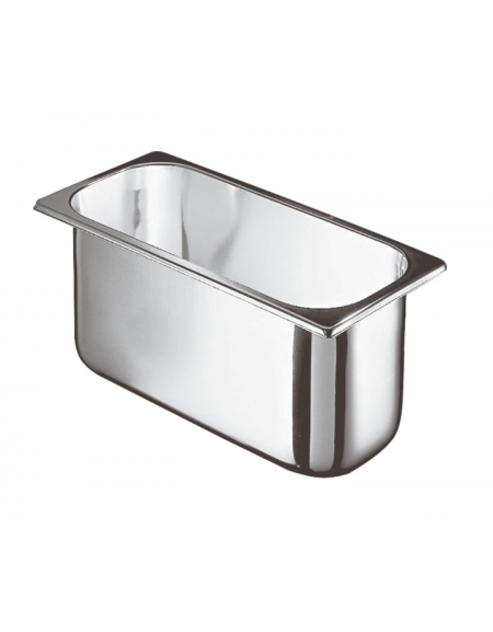 Bacinella gelato rettangolare in acciaio inox - capacità Lt. 7,5 - cm 36x16,5x17h
