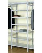 Scaffale metallico in acciaio verniciato RAL 7035 con 7 ripiani cm 70x30 - Montaggio a gancio-Dimensioni esterne cm 76,4x30x350h