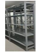 Scaffale metallico in acciaio verniciato RAL 7035 con 7 ripiani cm 70x30 - Montaggio a gancio-Dimensioni esterne cm 76,4x30x350h