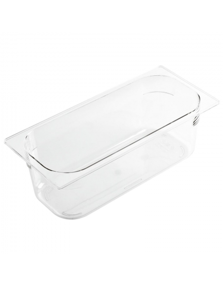 Bacinella gelato rettangolare in policarbonato trasparente - capacità Lt. 5,4 - cm 36x16,5x12h