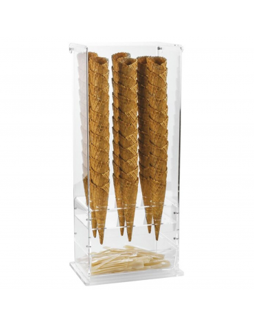 Contenitore 6 fori porta coni con porta palette in PMMA trasparente - cm 25,5x18x60,5h