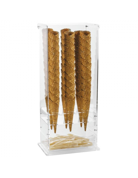 Contenitore 6 fori porta coni con porta palette in PMMA trasparente - cm 25,5x18x60,5h