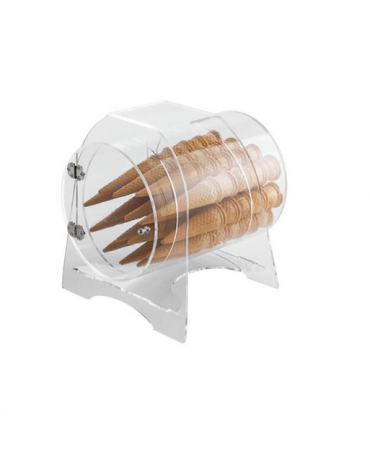 Porta coni orizzontale in PMMA con porta e divisorio estraibile  - diametro cm 30  - cm 42x37x40,5h