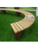 Panchina angolare senza schienale realizzata con doghe in legno di pino - 1 settore - cm 45