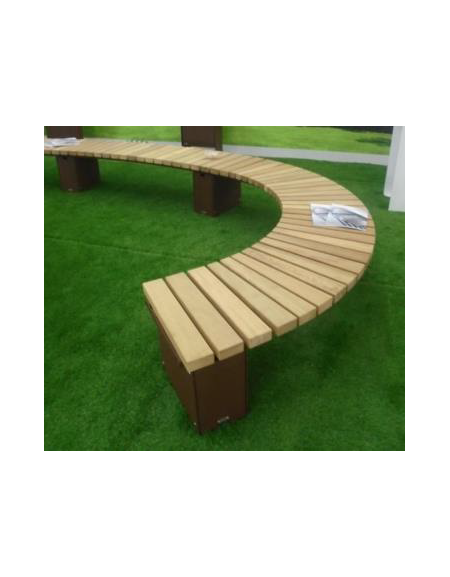 Panchina angolare senza schienale realizzata con doghe in legno di pino - 1 settore - cm 45