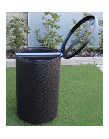 Cestone per la raccolta differenziata diviso in 2 settori, in acciaio zincato e verniciato, con copricoperchio - Capacita' Lt 60