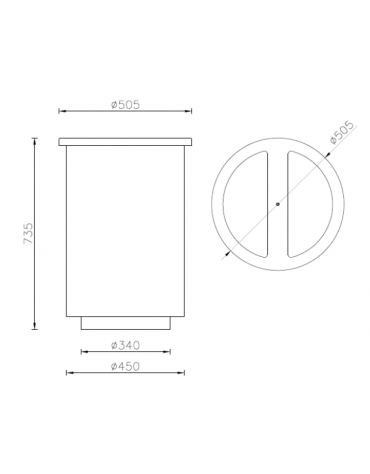 Cestone per la raccolta differenziata diviso in 2 settori, in acciaio zincato e verniciato, con copricoperchio - Capacita' Lt 60
