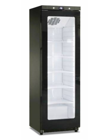 Armadio Vetrina in colore nero con porta a vetro senza cornice -Refrigerazione statica con agitatore +2°/+10°C-cm 60x62,5x186h
